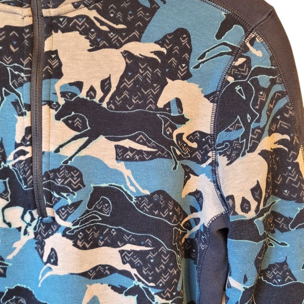 Kerrits Youth Navy Blue Horse Print Quarter Zip Pullover Size XL - Picture 4 of 6